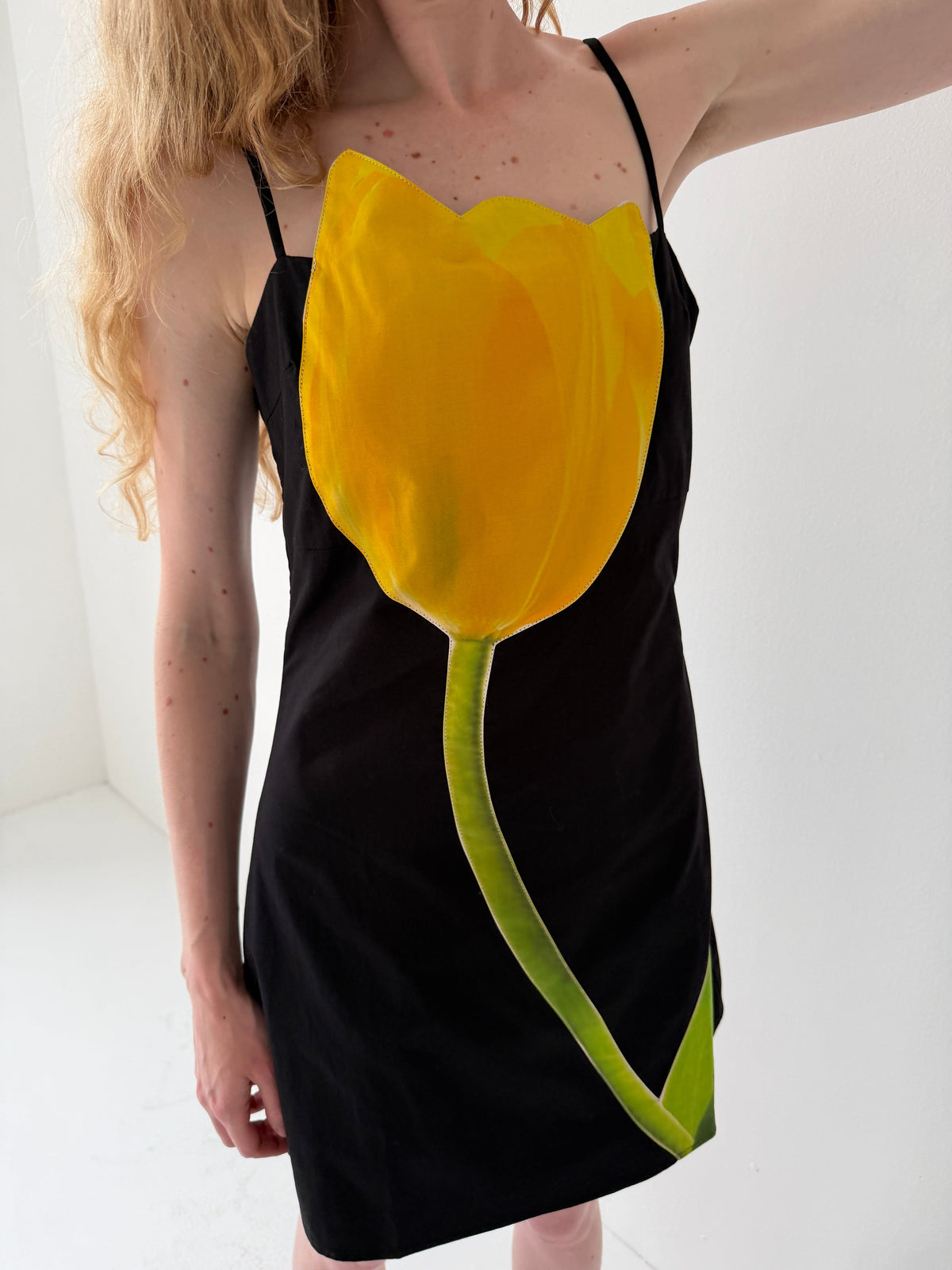 Tulip Appliqué Dress - Black