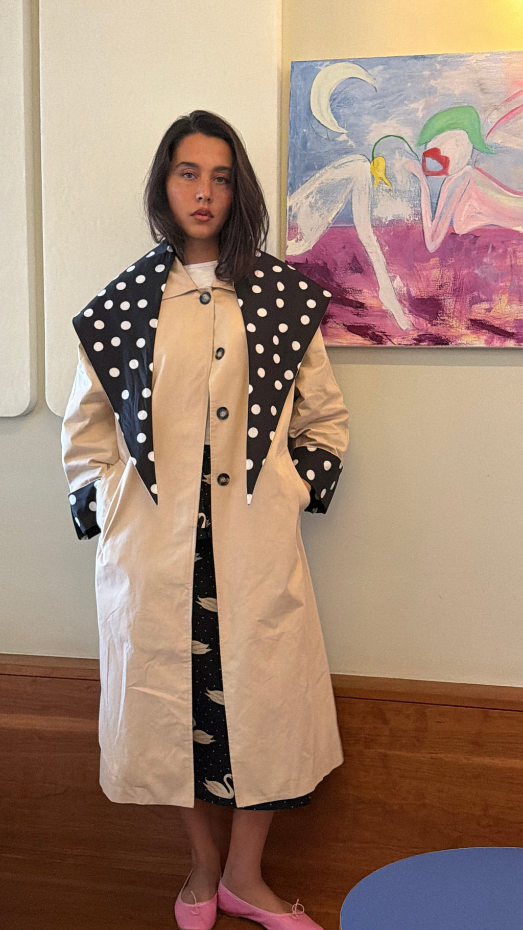 Olson Trench - Black/White Dot
