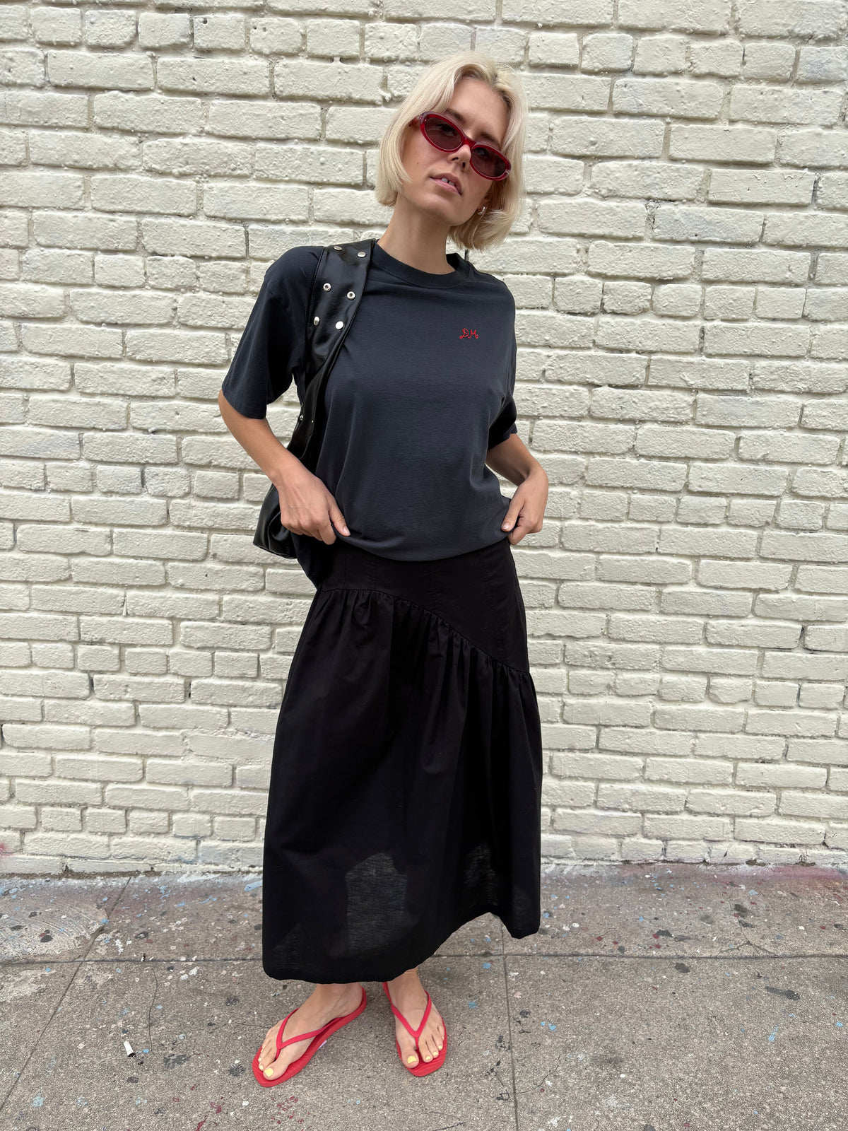 Maeve Midi Skirt - Black Linen