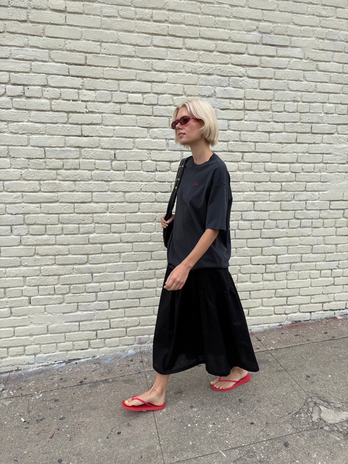 Maeve Midi Skirt - Black Linen