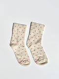 Patterned Sneaker Socks - Cream Red