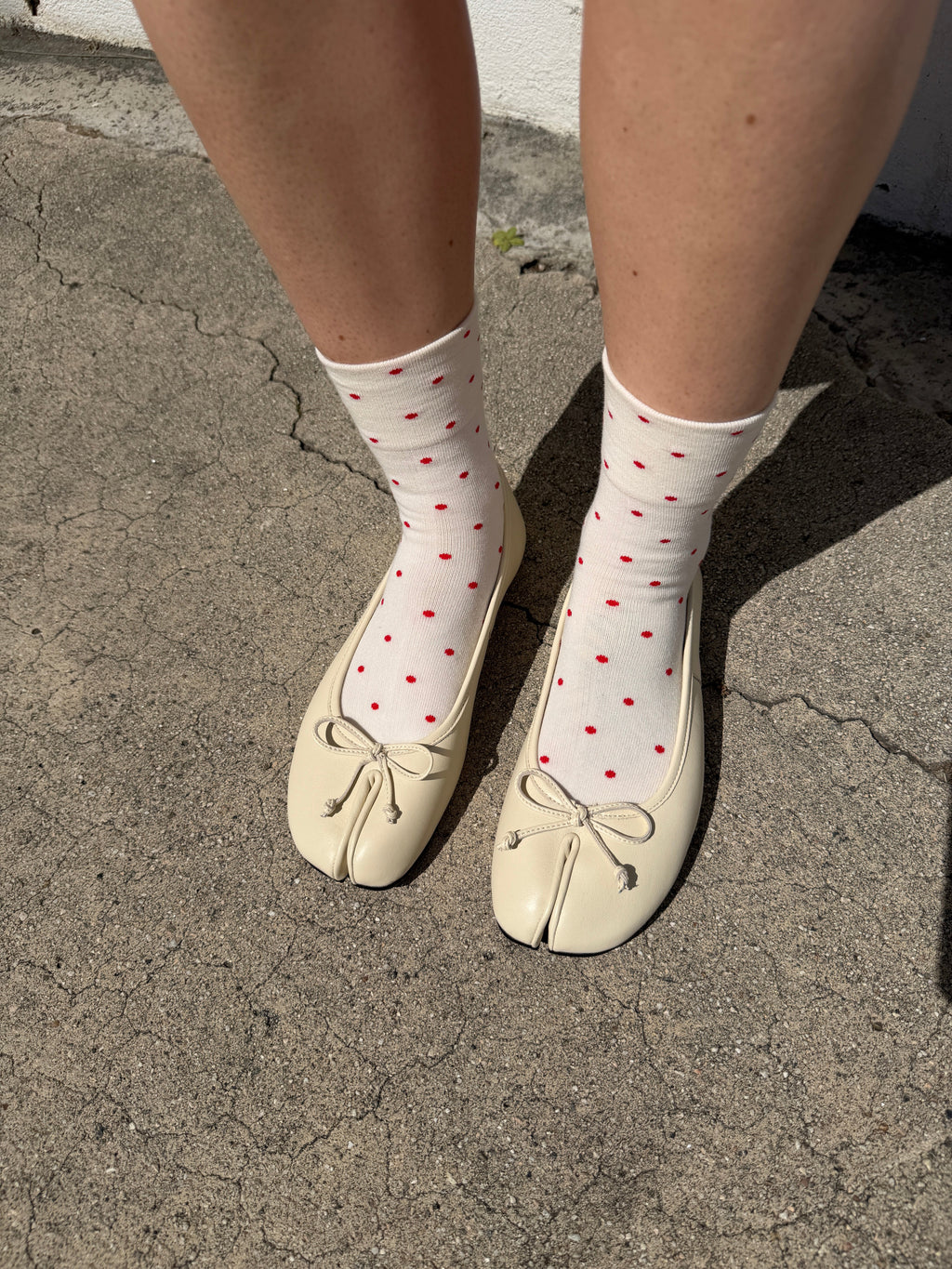 Patterned Sneaker Socks - Cream Red