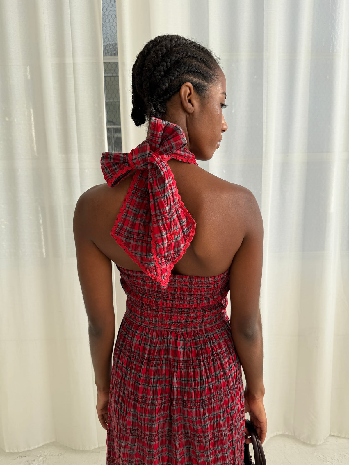 Mia Midi Dress - Red Check