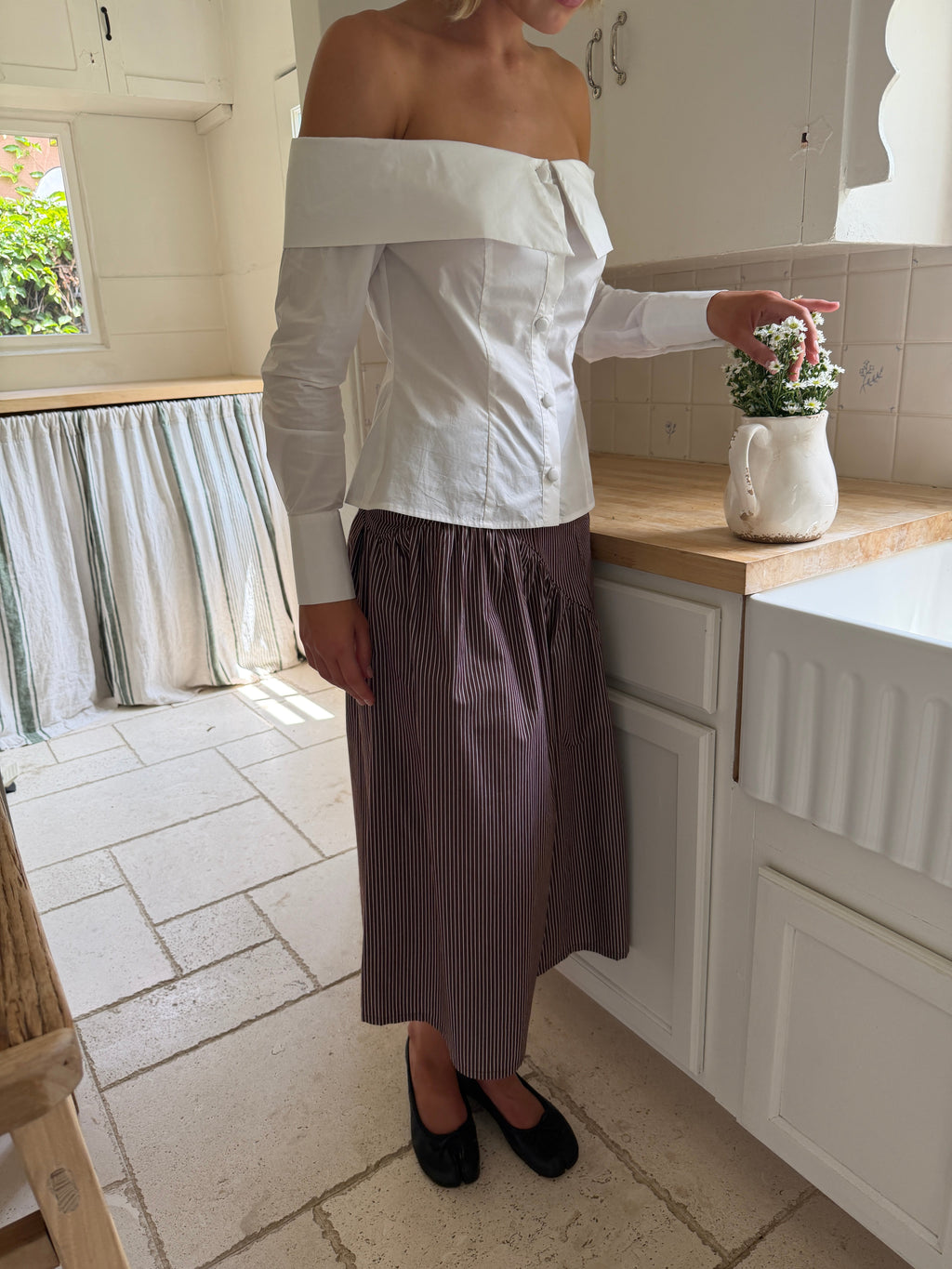Maeve Midi Skirt - Saddle Stripe