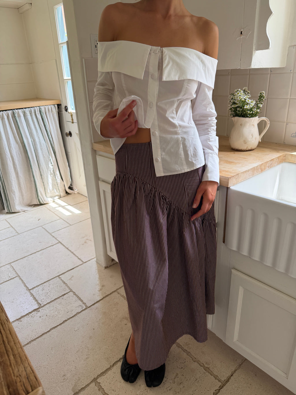 Maeve Midi Skirt - Saddle Stripe