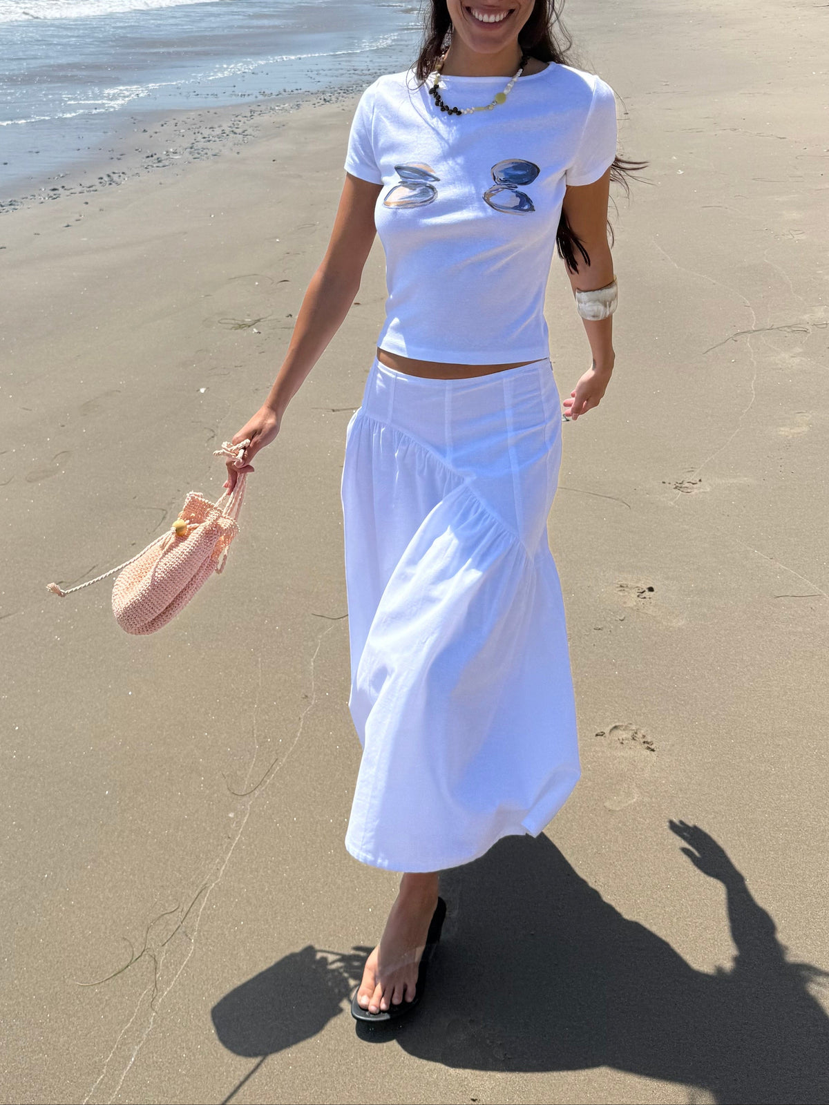 Maeve Midi Skirt - White Linen