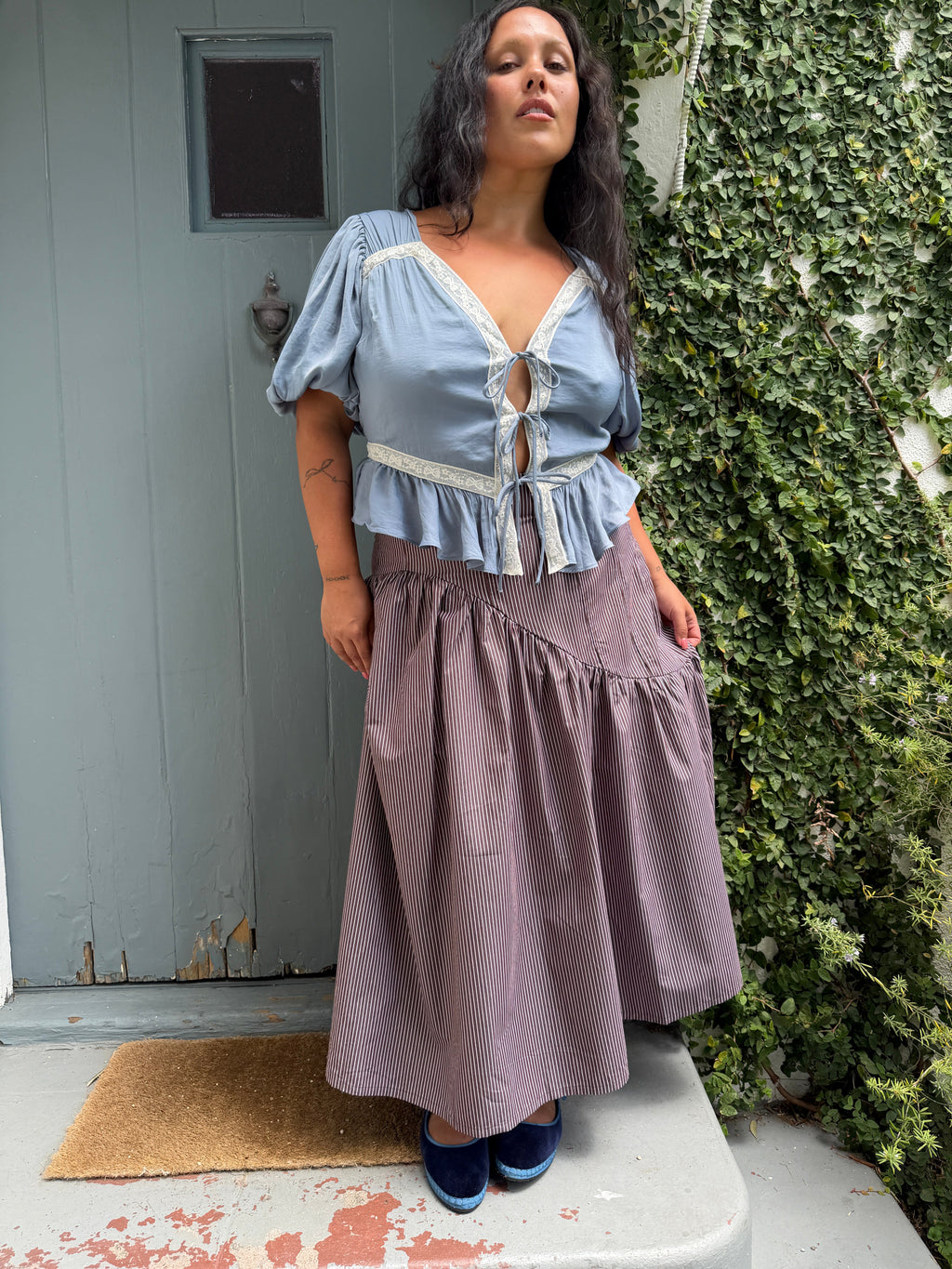 Maeve Midi Skirt - Saddle Stripe