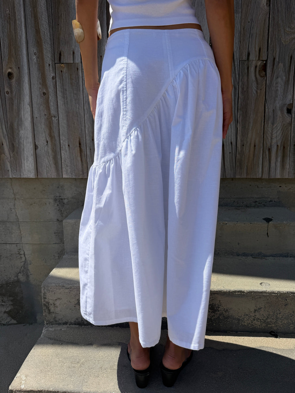 Maeve Midi Skirt - White Linen