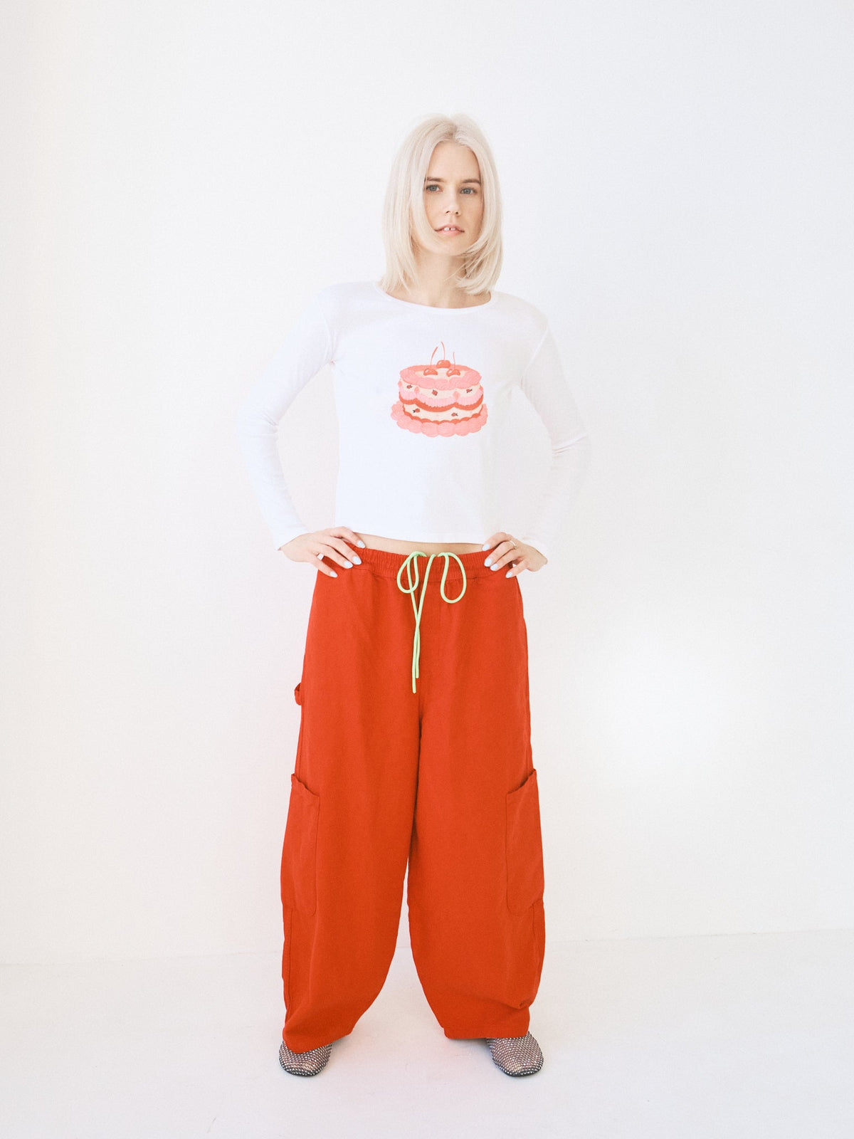 Dana Long Sleeve Tee - White/Cake