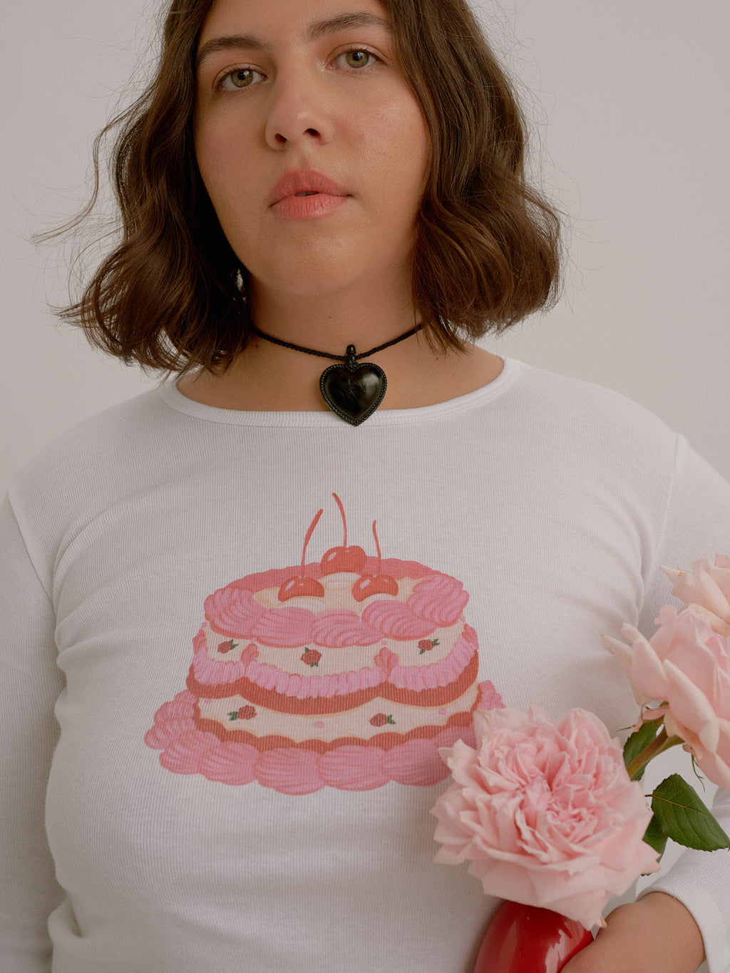 Dana Long Sleeve Tee - White/Cake