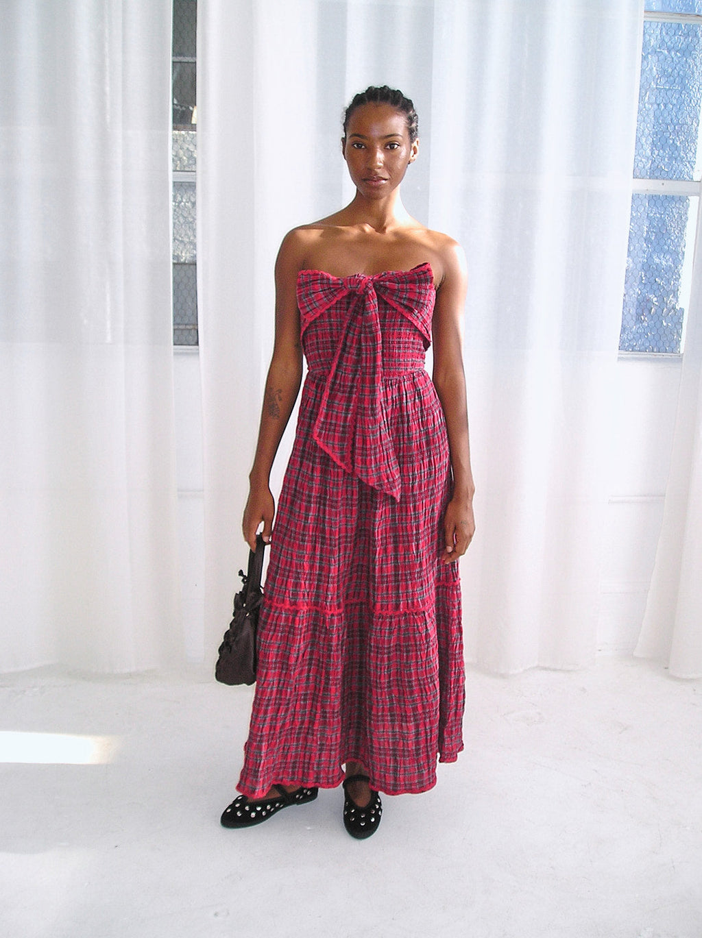Mia Midi Dress - Red Check
