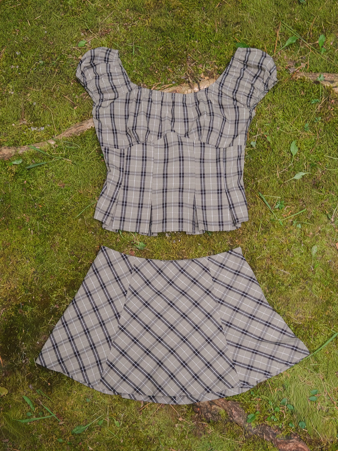 Star Skort - Moss Plaid