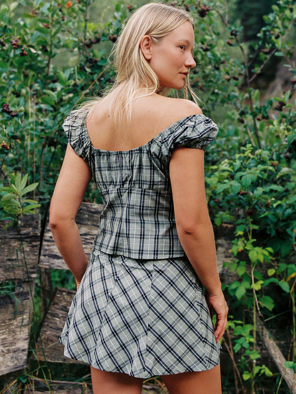 Star Skort - Moss Plaid