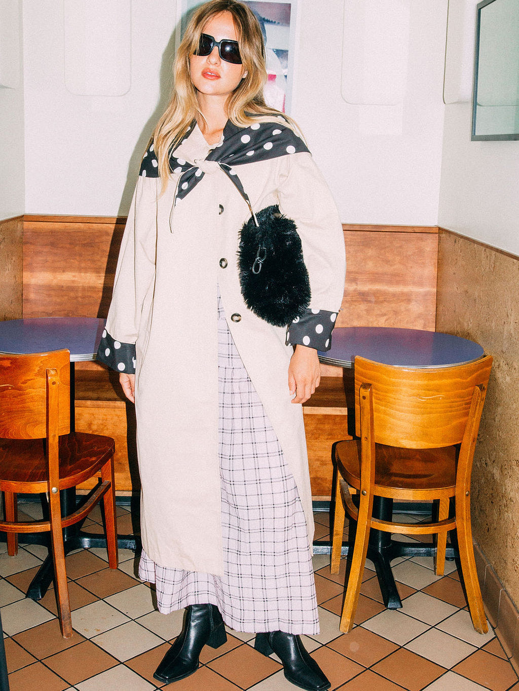 Olson Trench - Black/White Dot