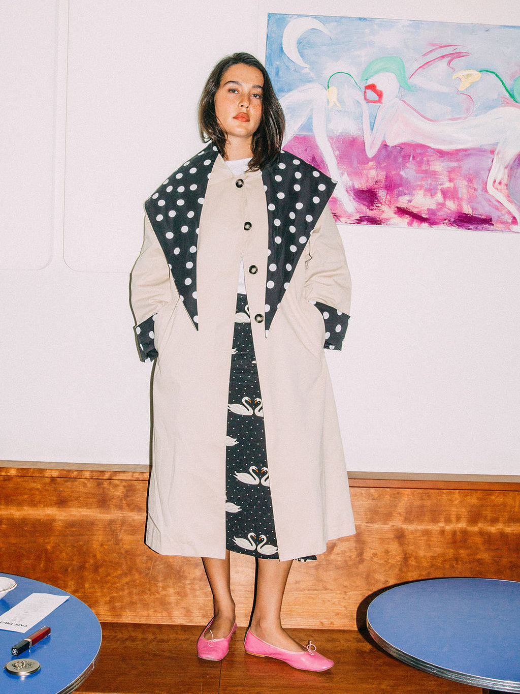 Olson Trench - Black/White Dot