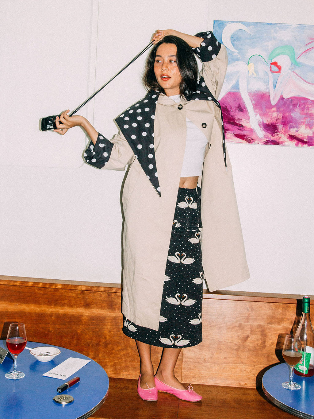 Olson Trench - Black/White Dot