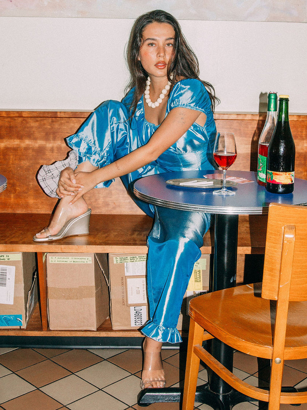Liora Ruffle Pant - Venetian Blue