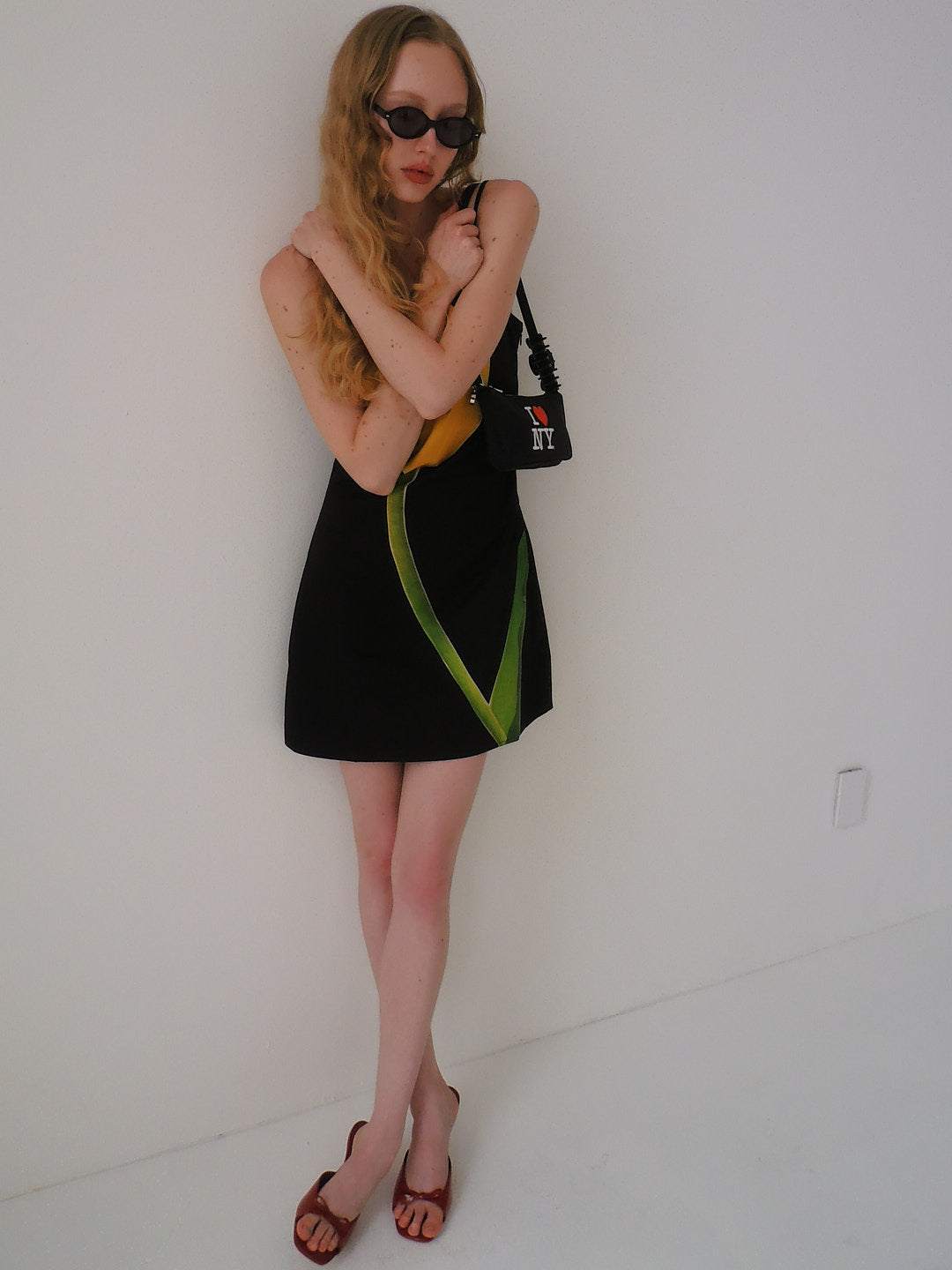 Tulip Appliqué Dress - Black