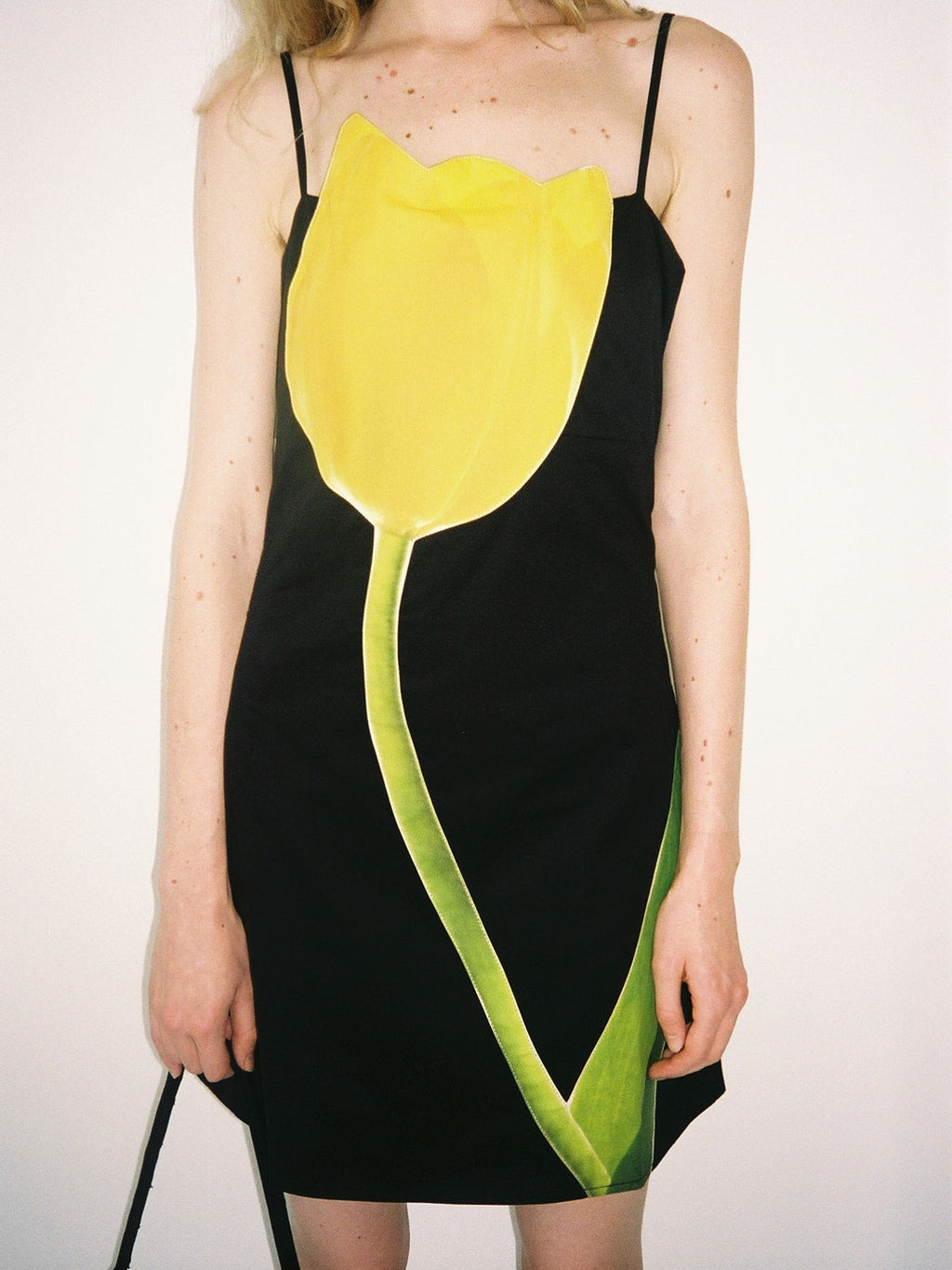 Tulip Appliqué Dress - Black