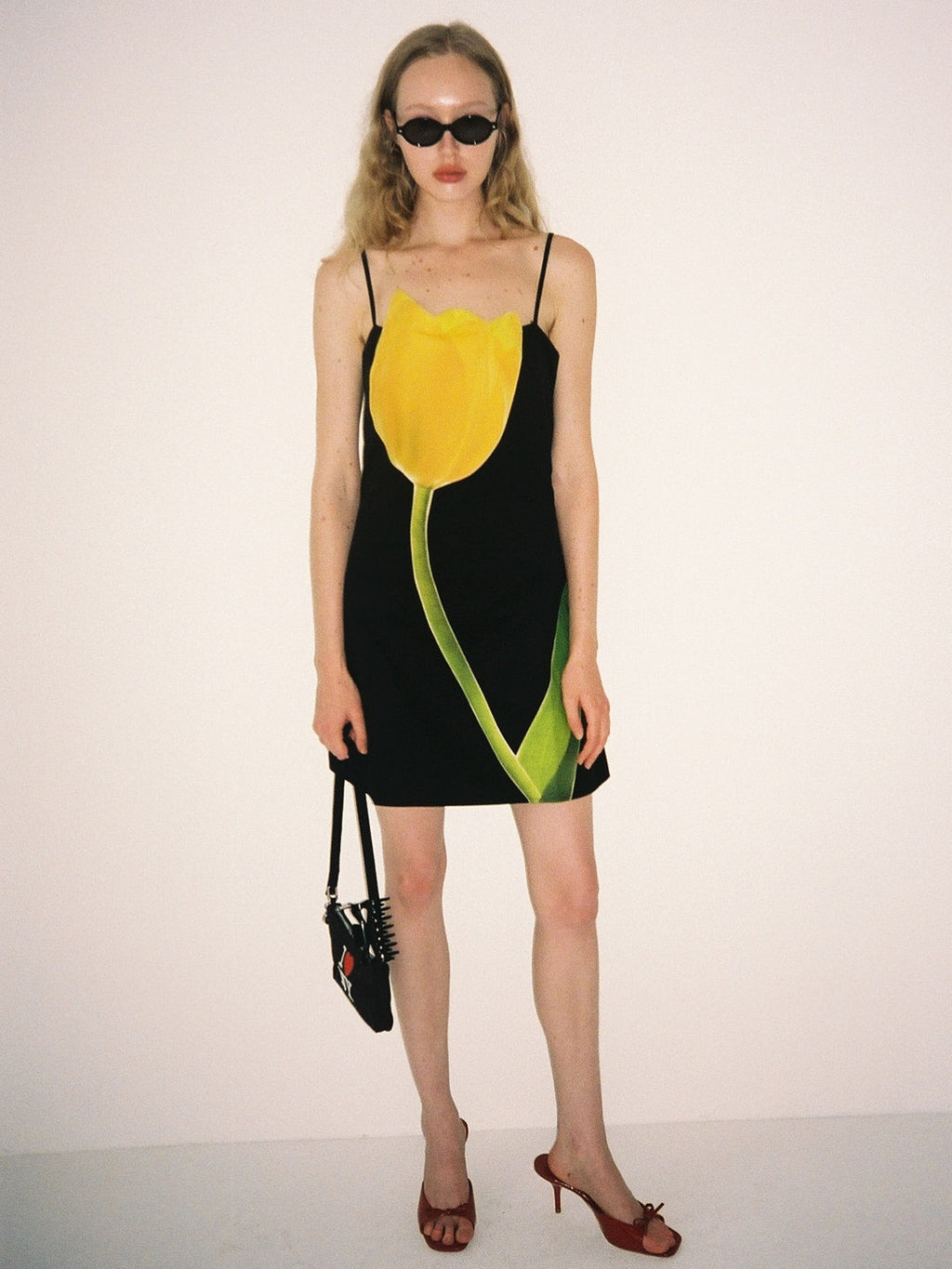 Tulip Appliqué Dress - Black