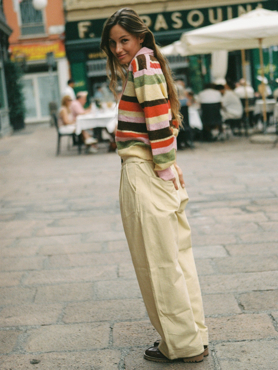 Alaia Polo Sweater - Pink Stripe