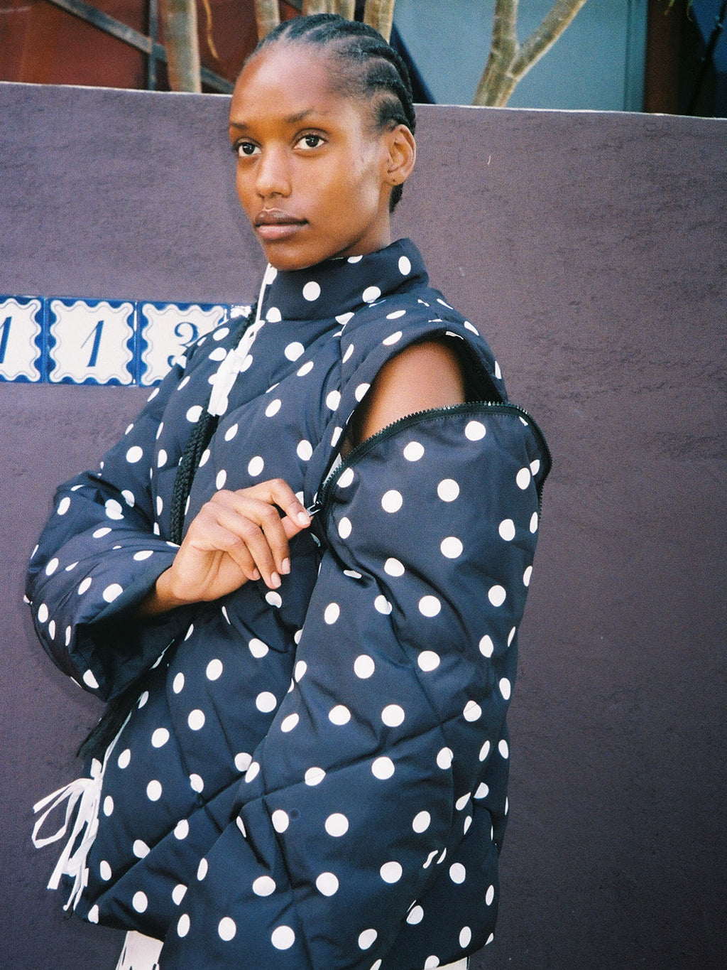 Lady Puffer Jacket - Black Dot