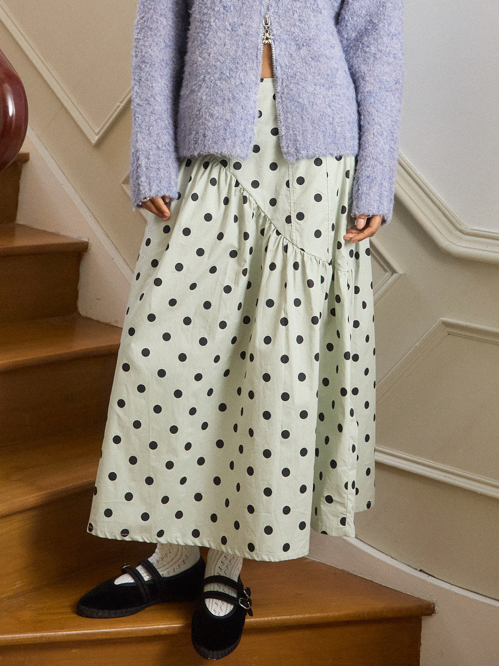 Maeve Midi Skirt - Mint Chip Dot