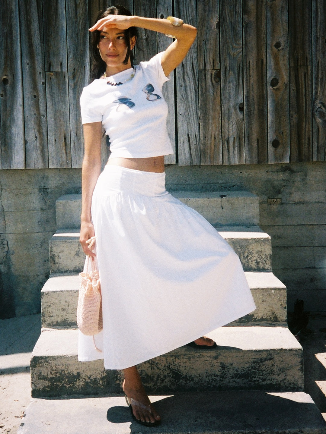 Maeve Midi Skirt - White Linen